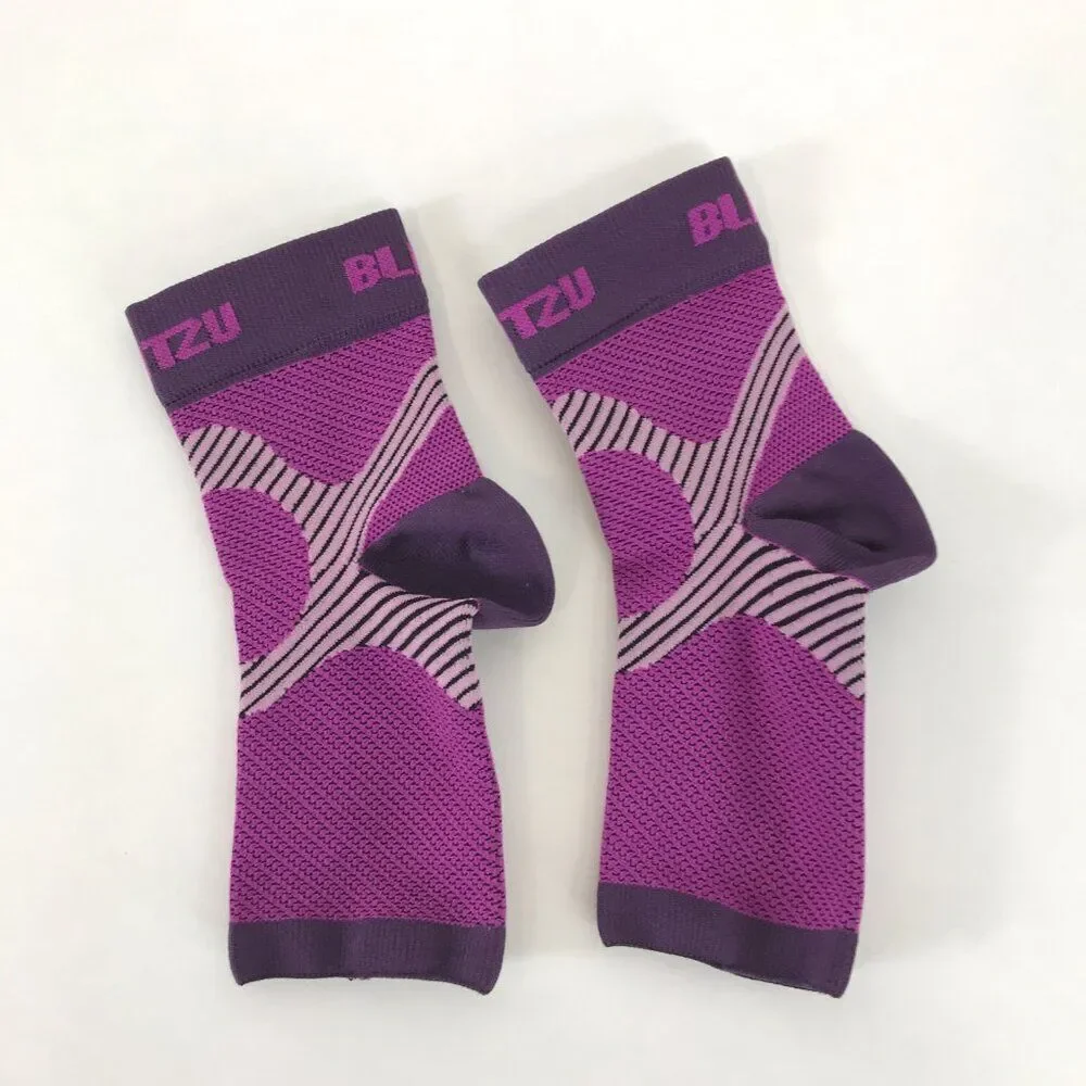 Blitzu Compression Performance Foot Sleeves Purple Large Unisex New